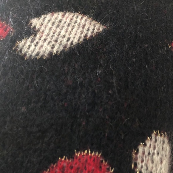 La Petite Francaise mohair wool sweater heart pattern black with pink and red - Picture 5 of 8